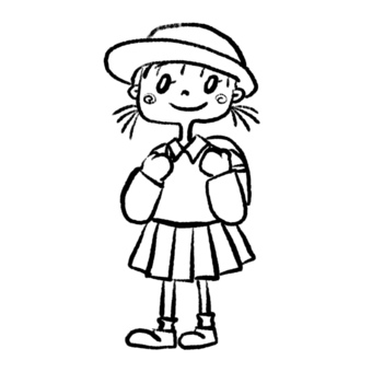 Girl line drawing 1st grade elementary school student, JPG, PNG and AI Girl line drawing 1st grade elementary school student, girl, girl, simple, JPG, PNG and AI