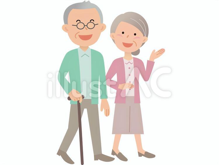 60422.シニア夫婦,散歩 シニア夫婦,散歩,介護のイラスト素材