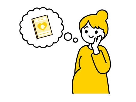母子手帳と妊婦02 人物,女性,妊婦,産婦,経産婦,出産,母子手帳,福祉,医療,保育のイラスト素材