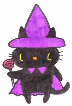 Black cat, pelopo candy, handwriting, witch, JPG and PNG