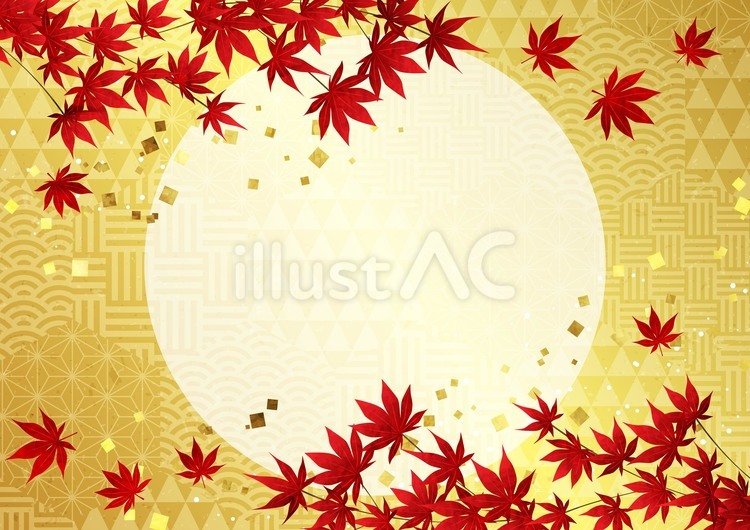 Autumn2561 紅葉,青海波,鱗模様のイラスト素材