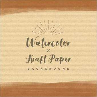 Kraft paper and watercolor frame square, , JPG, PNG and AI