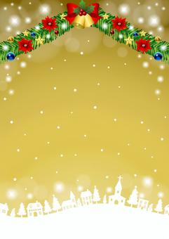 Christmas25106 Christmas25106 街並み,クリスマス,雪だるま,家,ベル,リボン,ポインセチア,モール,飾り,あしらいのイラスト素材