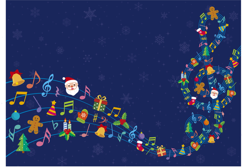 おしゃれな音楽音符フレームXmas61 クリスマス,クリスマスツリー,プレゼント,飾り,サンタクロース,クリスマスイブ,オーナメント,ヒイラギ,リボン,背景のイラスト素材