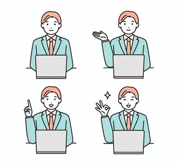 PC를 조작하는 정장 남성 세트, JPG, PNG 및 AI PC를 조작하는 정장 남성 세트, 컴퓨터, 사업, 접수, JPG, PNG 및 AI