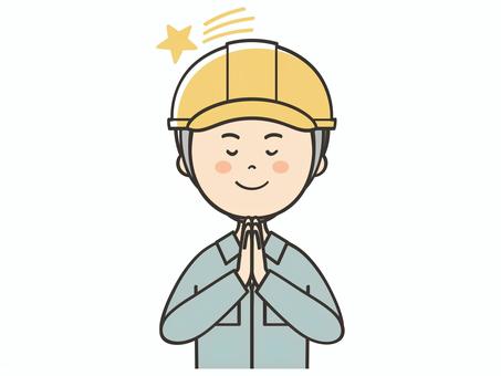 願い事をする男性作業員 願い事をする男性作業員 願い事,お願い,流れ星,祈る,七夕,建築士,現場監督,作業員,設計士,男性のイラスト素材