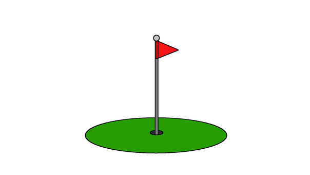 ゴルフのグリーン　アウトライン ゴルフ,旗,グリーン,パター,フラッグ,green,ショット,golf,ショート,ホールインワンのイラスト素材