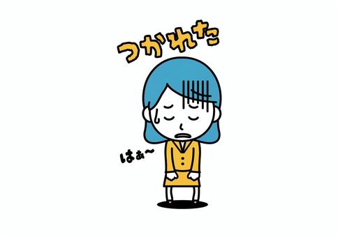 ２色会社員　女性　つかれた つかれ,疲労,ため息,ビジネス,人物,人,スーツ,ジャケット,若い,ビジネスマンのイラスト素材