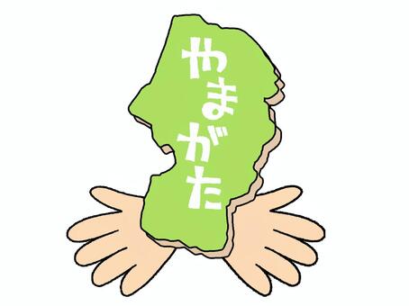 やまがた 山形,文字絵,地図,手,pop調,手描き,挿絵,ワンポイント,素材,商用可のイラスト素材