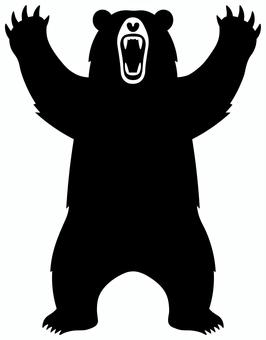 クマ　シルエット クマ,熊,ベアー,狂暴,威嚇,シルエット,黒,単色,黒塗り,影のイラスト素材