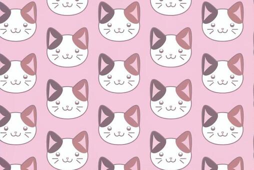 三毛猫のにゃんパターン壁紙　はがきサイズ 猫,パターン,三毛猫,かわいい,ピンクのイラスト素材