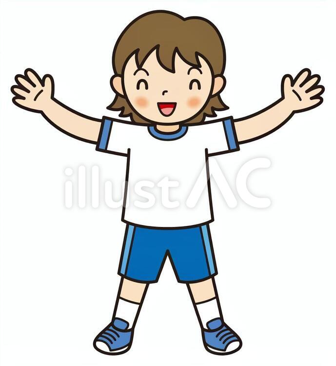 体操着の喜ぶ中学・高校生の女の子 喜ぶ,中学生,高校生のイラスト素材