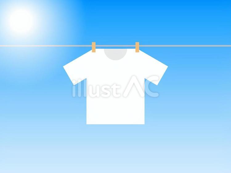 晴れの日に干されたTシャツ・洗濯物 tシャツ,ファッション,物干しのイラスト素材