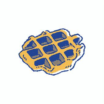 簡単ワッフルイラスト ワッフル,おかし,おやつ,食べ物,スイーツ,簡単,お洒落,単品,単体,透明背景のイラスト素材
