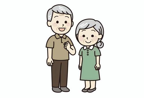 笑顔の高齢夫婦 高齢者,シニア,笑顔,かわいい,おじいちゃん,おばあちゃん,お年寄り,夫婦,カップル,男女のイラスト素材
