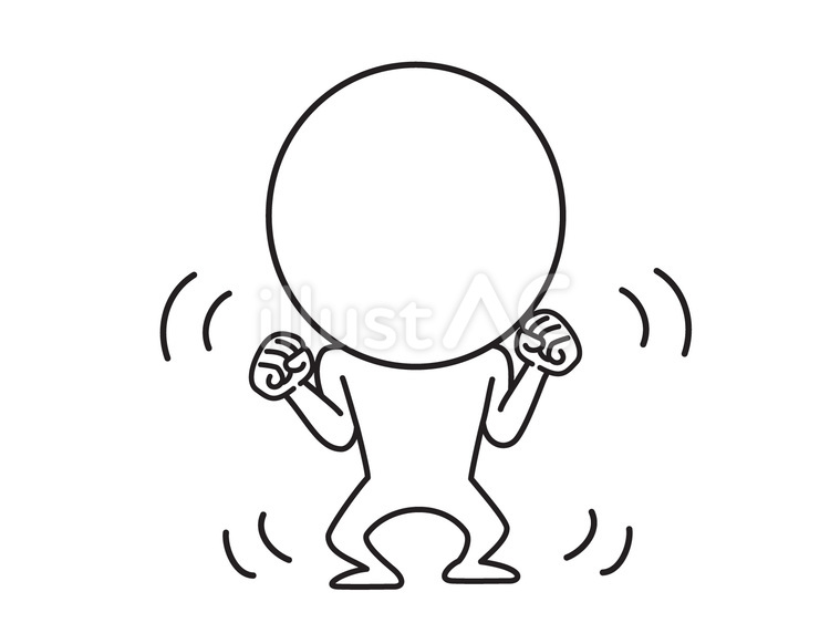 脇を閉める運動 棒人間,体操,線画のイラスト素材