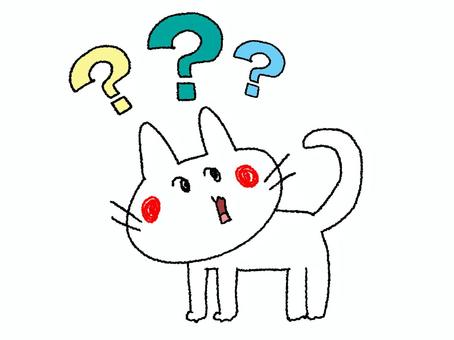 不思議に思う猫 猫,はてな,クエスチョン,謎,お知らせ用,宣伝用,pop調,手描き,挿絵,ワンポイントのイラスト素材