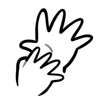 ９の手　 ９,数字,数,数える,手,ハンドサイン,モノクロ,白黒,シンプル,アイコンのイラスト素材