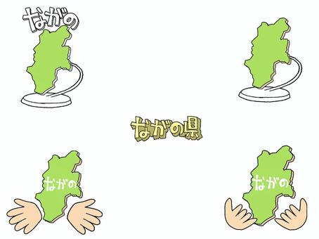 ながの ながの県,文字絵,地図,オブジェ,種類,セット,pop調,手描き,挿絵,ワンポイントのイラスト素材