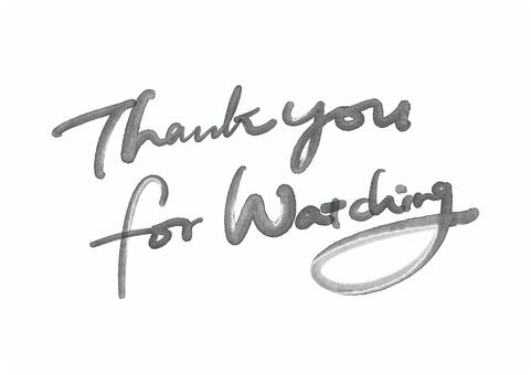 ご視聴ありがとう シンプル手描き文字 thank,you,for,watching,文字,インク,水彩,英語,手書き,おしゃれのイラスト素材