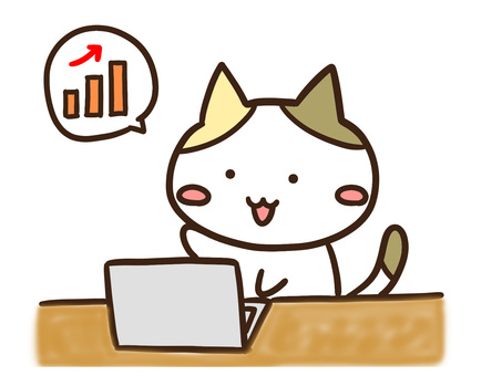 パソコンで株価値上がりを確認し喜ぶ三毛猫 パソコンで株価値上がりを確認し喜ぶ三毛猫 パソコン,株価,値上がり,喜ぶ,ねこ,かわいい,手書き,ゆるい,シンプル,デフォルメのイラスト素材