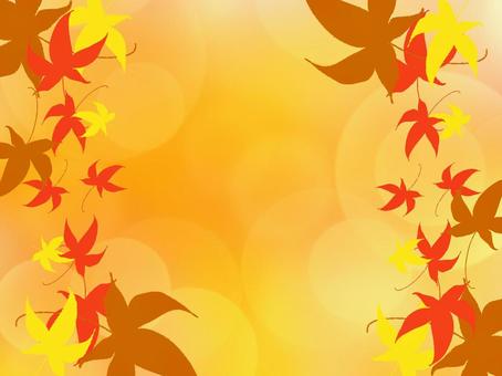 秋の紅葉フレーム背景とボケのイラスト素材 背景,紅葉,もみじ,葉,秋,オレンジ,黄色,赤,自然,季節のイラスト素材