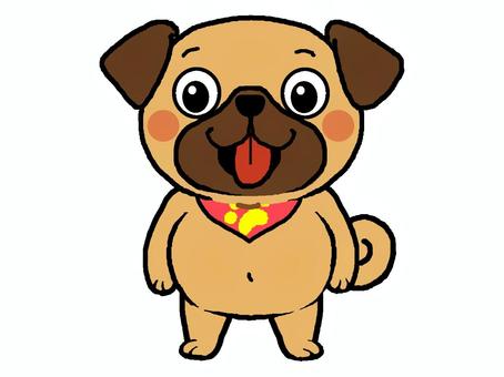 わんぱくパグキャラ 犬,パグ,男の子,いたずら,キャラクター,わんぱく,ワクワク,イラスト,手描きのイラスト素材