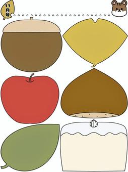 11月　園だより　クラスだより 11月,園だより,クラスだより,秋,紅葉,葉っぱ,栗,どんぐり,リス,りんごのイラスト素材