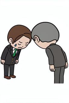 お互いお辞儀する人 お互いお辞儀する人 お辞儀,挨拶,出会い,礼儀,マナー,謝罪,形式,男性,スーツ,ビジネスのイラスト素材