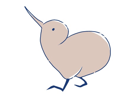 見上げるキウイ キウイ,鳥,手描き,パステルカラー,シンプル,nz,見上げるのイラスト素材