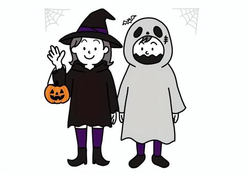 ハロウィン ハロウィン,イベント,行事,仮装,コスプレ,コスチューム,魔女,男女,男,女のイラスト素材