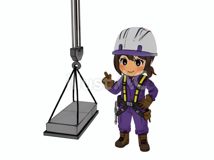 建設土木工事現場玉掛け作業安全確認作業員 建設業,土木,工事のイラスト素材