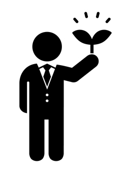 ネクタイの人物と芽生え 人物,芽生え,成長,ビジネス,アイコン,ネクタイ,スーツ,社会人,会社員,環境のイラスト素材
