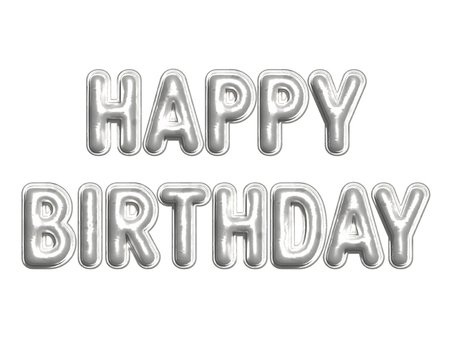 バルーン文字 誕生日 シルバー 白 happy,birthday,誕生日おめでとう,3d,風船文字,風船,飾り,立体文字,お誕生日,ハッピーバースデーのイラスト素材