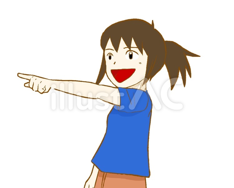 指をさす女性02 女性,女,女の子のイラスト素材