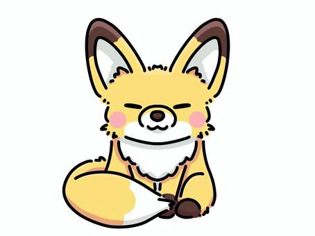 きつね(おすわり) 狐,動物,野生,森,秋,シンプル,デフォルメ,可愛いのイラスト素材