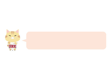 小太鼓を叩くちゃとら猫（横長吹き出し） 小太鼓,猫,ちゃとら,動物,かわいい,楽器,太鼓,吹き出しのイラスト素材