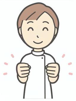  理学療法士女-776-バスト ガッツポーズ,理学療法士,整体師,白衣,医療,病院,柔道整復師,カイロプラクティック,鍼灸師,マッサージ師のイラスト素材