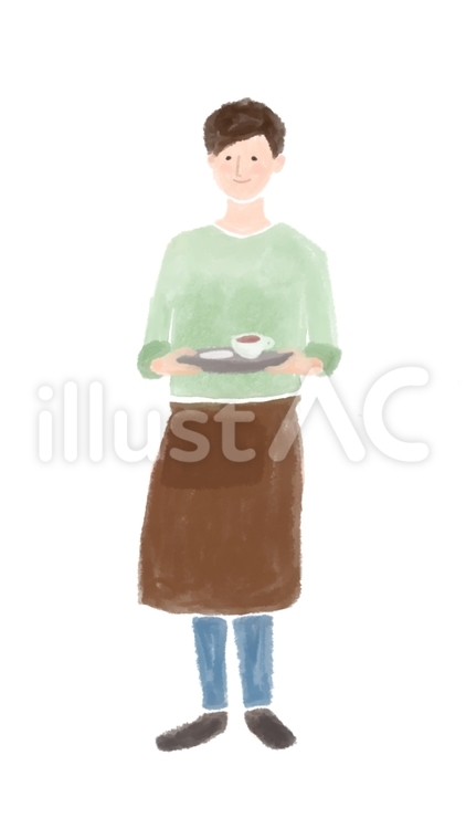 カフェの店員男性 人物,人,人間のイラスト素材