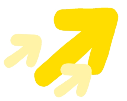 上がる矢印黄色 上がる,矢印,上,成績,成長,こっち,こちら,あちら,あっち,ここのイラスト素材