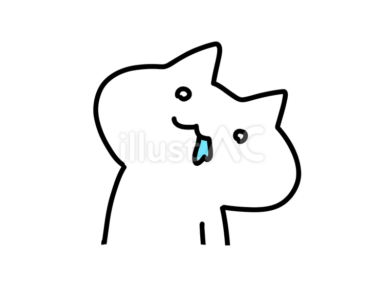 放心状態のねこ 猫,白猫,可愛いのイラスト素材