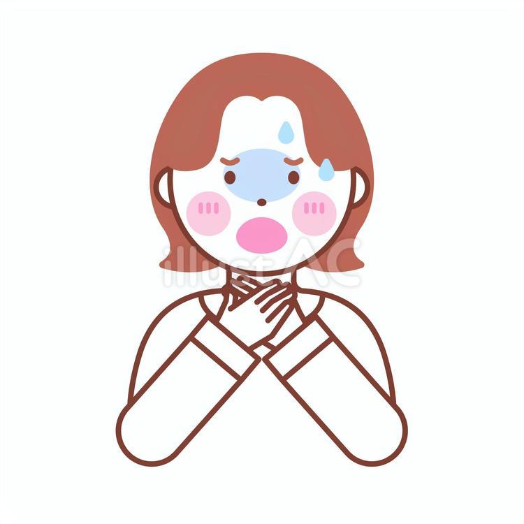 息切れしている女性 息切れ,動悸,苦しいのイラスト素材