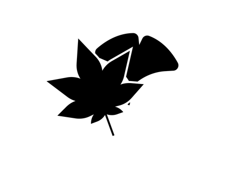 紅葉とイチョウの葉っぱアイコン 紅葉,葉っぱ,秋,イチョウ,11月,10月,晩秋,植物,アイコン,2枚のイラスト素材