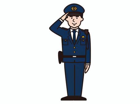 敬礼する男性警察官 警察官,詐欺,防犯,注意,敬礼,啓発,説明,フレーム,警察,制服のイラスト素材