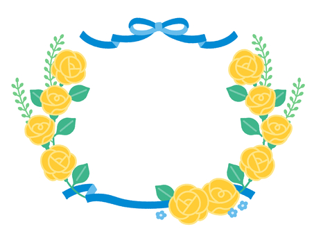 Father's Day yellow rose and ribbon frame 2, JPG, PNG and AI Father's Day yellow rose and ribbon frame 2, father's day, june, early summer, JPG, PNG and AI