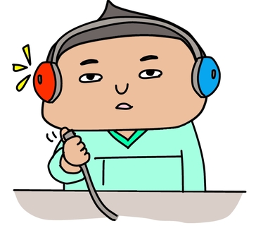 聴力検査をする男性 聴力検査,聴力,耳,検査機器,健康診断,人間ドック,聞こえる,聞こえない,検査衣,男性のイラスト素材