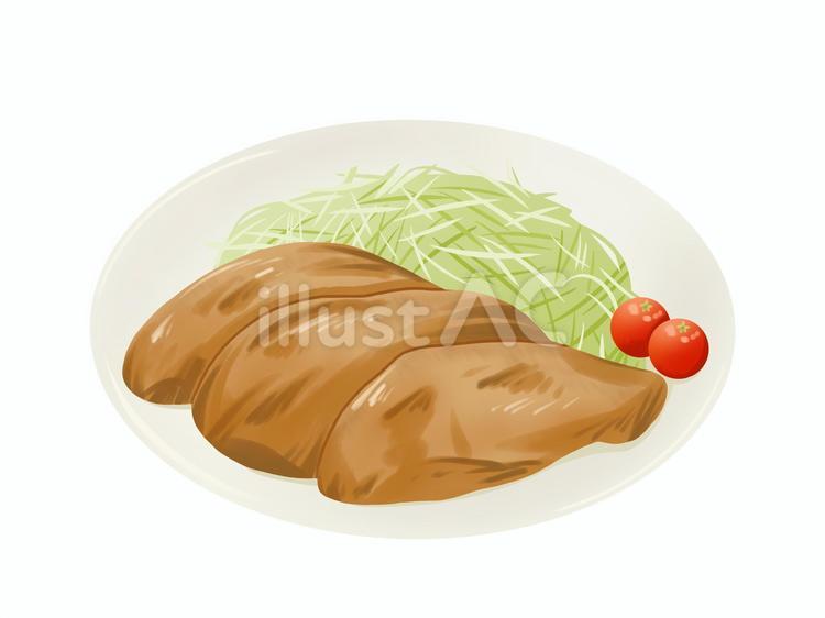 豚の生姜焼き 豚の生姜焼き,豚肉,千切りキャベツのイラスト素材
