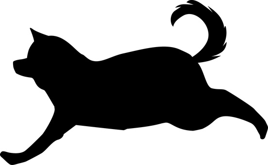 犬走る　 犬,走る,ジャンプ,急ぐ,追う,逃げる,動物,横向き,シルエットのイラスト素材