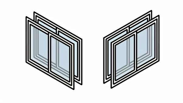 Illustration, isometric, window, double sash, 
