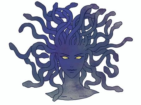 メデューサ メデューサ,頭部,顔,神話,怪物,蛇,毒蛇,正面のイラスト素材